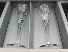 Set of 2 Waterford Millennium Happiness Toasting Flutes w/ Box