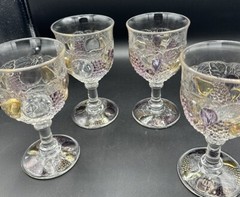 Vintage Westmoreland Fruit Della Robbia Water Goblets Wine Glasses (set of 4)