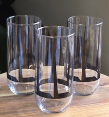Vintage Drinking Rocks Glasses Clear Glass Black Pyramid Design Edgar Watkins