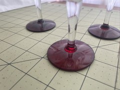 Vintage Wine Glasses Cordial Sherry With Red Glass Base