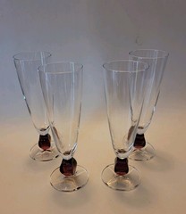 Schott Zwiezel Conte Dark Amethyst 1994-1997 Champagne Flutes Set Of Four