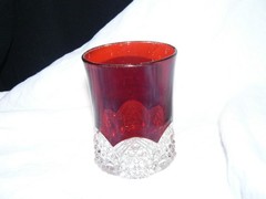 Button Arches Ruby Stained Tumbler EAPG George Duncan & Sons #39 circa 1897