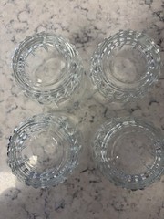 Set Of 4 Arcoroc Lancer On The Rocks Glass Clear Vertical Cut Whiskey Tumblers