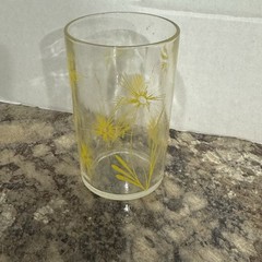 Vintage Swanky Swigs Yellow & Red Corn Flower Sm. Juice Glass Mid Century 3.5”