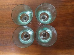 4 Present Tense TANGO Blown Glass Green Swirl 7 ¼” Water Goblets: MINT