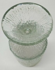 4 Vintage Footed Iridescent Drinking Glasses Textured Pattern 6″ Clear Bar MCM