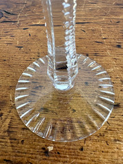 Czech Bohemian Crystal Cobalt Blue Cut To Clear Stem Stemware Wine Glasse 8 1/8″