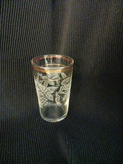 Bartlett Collins Vintage Frosted Grape Vine 22KT Gold Trim 5 Oz Glass Tumbler