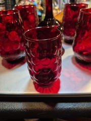 6 pc ~ VTG Anchor Hocking Royal Ruby Red 4~8 oz 1 ~ 4oz Juice Glass And Bell