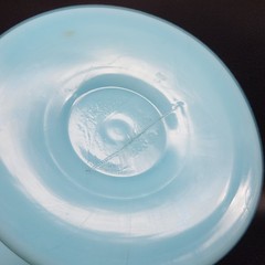 Set of 2 Blue Opaline PV Glass Goblets 4.5″T French 1930’s Portieux Vallerysthal