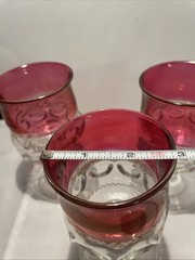 SET OF 6 King’s Crown Ruby Red Flash Thumbprint Water/Wine Goblets 5.5″ Vintage