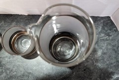 Culver LTD Lowball Cocktail Set of 5 and One Mixer Silver and Gold Ring Glasses
