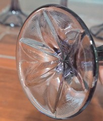 Set of 4 Fostoria Monet Dark Purple Stemmed Wine Glasses Optic Ribbed 7oz