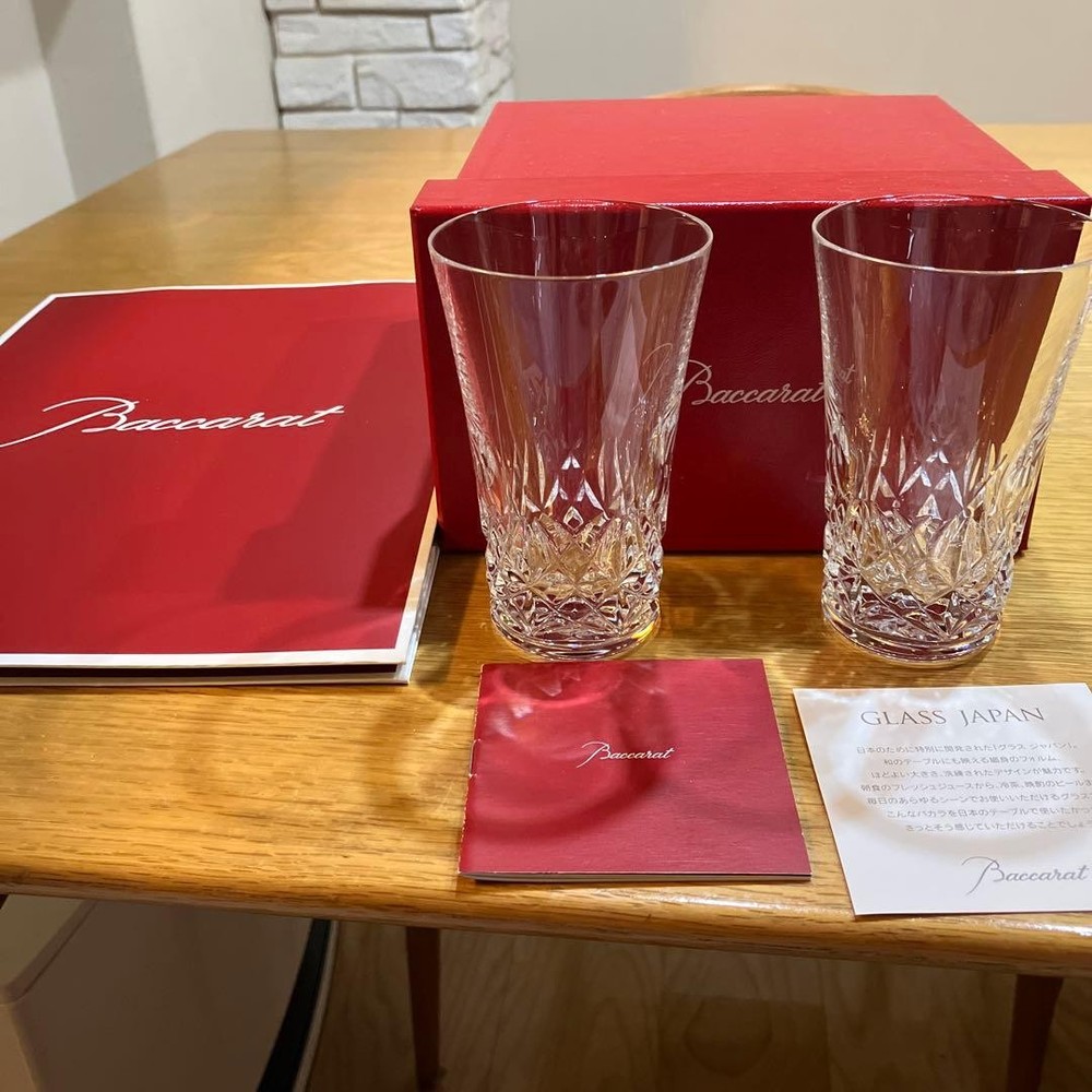 Baccarat Japan Vita Crystal Glass Set 175ml 2-Piece with Box and Accessories