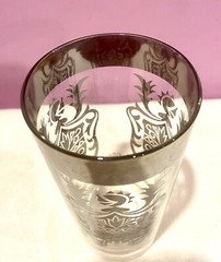 2 VTG MCM KIMIKO Guardian Shield Crest HIGHBALL GLASSES Silver