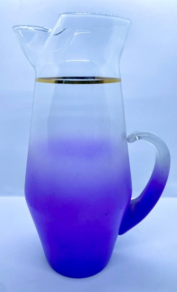 MCM Blendo Frosted Purple 80oz. Pitcher 11-3/4” Tall West Virginia Glass Co