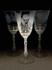 (1) Vintage Crystal Libbey Halifax Rock Sharpe Wine Goblets Glasses 1940’s