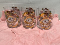 Culver «Mardi Gras» Jester Rock Glasses 22-karat gold embellishments Set Of 3