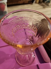 Indiana Glass Pink Tiara Last Supper Cross Chalice Wine Goblet – 7″ Tall