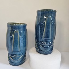 2 Vintage Tiki Glasses Libby Blue Classic Cocktail Hawaiian Barware Set of 2