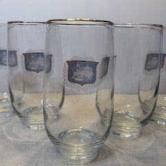(5) Vintage Libbey Apothecary Pharmacy Rx Gold Trim Drinking Glasses Tumblers