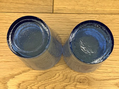 Fire and Light 12oz Cobalt Blue Recycled Glass Tumbler 2pc Lot 4.75″ Retired
