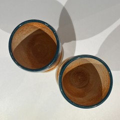 Vintage Studio Pottery Goblets Artisan Handmade Wedding Gift Kiddush Cups Set 2