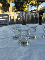 Set of 6 Vintage MCM Hallow Stem Beer Drinking Glasses
