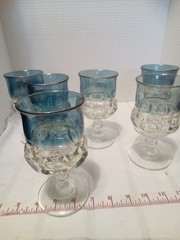 Tiffin Franciscan Blue Flashed Water Goblets 6