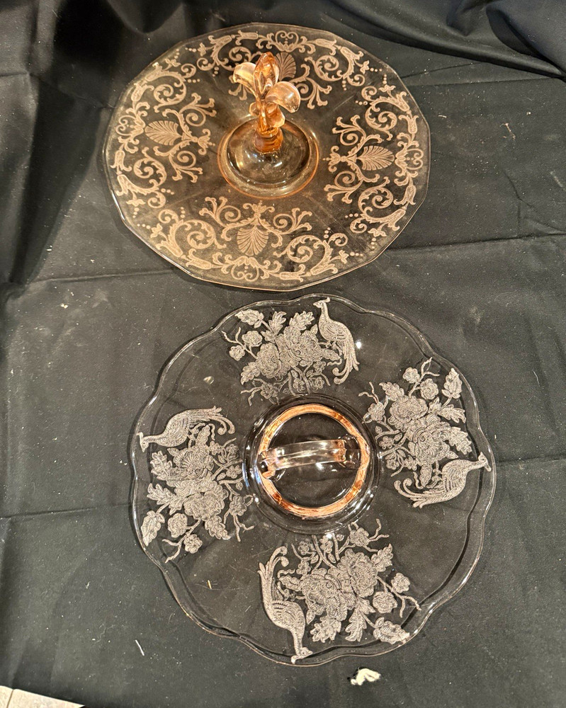 Vintage Pink & Clear Depression Glass Mixed Drinkware Set Lot w/ Serving Pieces