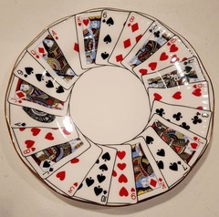 4 Queen’s China Staffordshire Cut for Coffee Playing Cards Cup & Saucer Set MINT