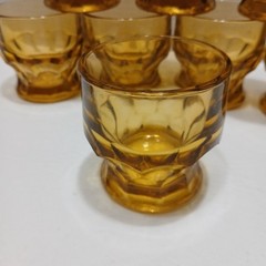 Vintage Anchor Hocking Amber Glasses 3 Inch Juice Barware 4 Oz. Set Of 8