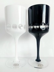 AJKA CRYSTAL BLACK and WHITE MAGIC / FABERGE DESIGN Wine Goblet 8 inches