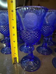 Vintage Cobalt Blue Avon Cameo Goblets Wine Glasses Set of 18