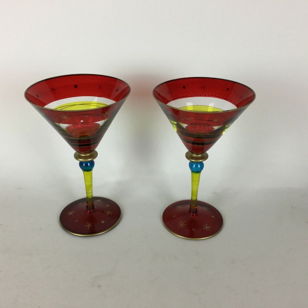 Hand Painted Oversize Margarita/Martini Glasses Set Of Two