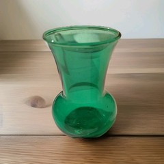 Vintage Forest Green Glass Small Plain Bud Vase Flared Rim Home Decor Plant Vase