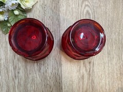 Vintage Ruby Red Drinking Glasses Cups Glassware Unique Design Stackable Tumbler