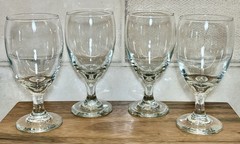 Libbey Teardrop Premier Water Goblets 7″ Set of 4 Clear Stemmed Glass Retro
