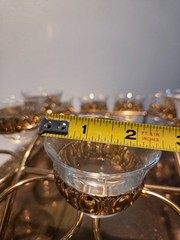 RARE Design Vintage 22K Gold Trimmed Cordial/Bar/Punch Cup Mid Cent. Set/10