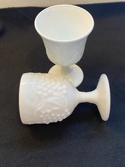 Milk Glass Vintage Wine Water Goblets Lot Of 2 Grape