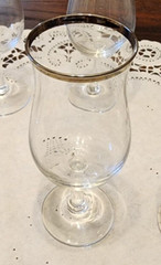 4″ Wine Glass Silver Rim Tulip Flare Aperatif Cordial Mid-Century (SET Of 6)