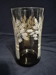 BROWN FALL AUTUMN LIBBEY FRAMCO WHEAT SHEAF PATTERN GLASSES VINTAGE LOT OF 6