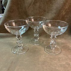 Vintage 1940s high glass heavy pressed lariat pattern tall sherbet/champagne lot