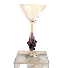 NEW Murano Hand Blown Art Glass GRAPES Martini Wine Champagne Goblet NWT