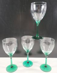 4 Libbey Domaine Green Juniper Water Goblets Set Elegant Clear Floral Stems Lot
