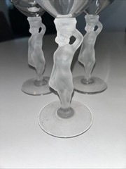Bayel France 3 Bacchante 6.75” Crystal Figural Stem Port Wine Cordial Glasses