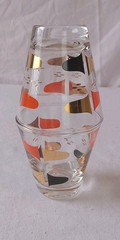 2 Vintage MCM/Retro Atomic Double Shot Glasses-Orange Gold Black Anchor Hocking