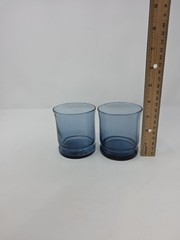 Set Of 2 Vintage Libbey Capri Dusky Blue Rocks or Juice Glasses