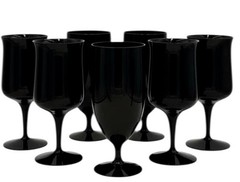 VTG Fostoria Black Onyx Goblets Wine Glasses Mixed Set Of 7 Biscayne, Silhouette