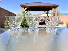 Set of 3 Crystal Julia Whiskey Glasses High Quality Hexagonal Weighted Base 6oz.